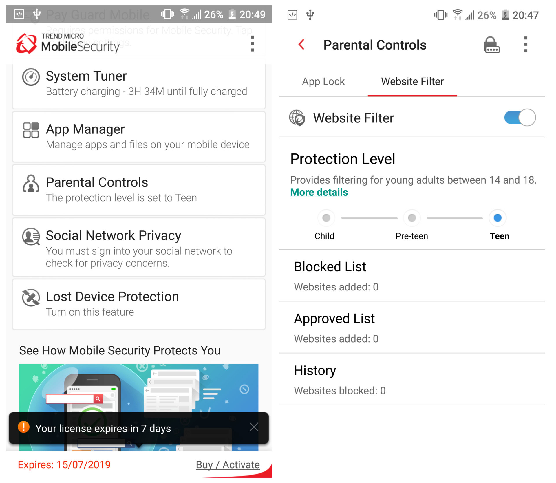 mobile security parental controls