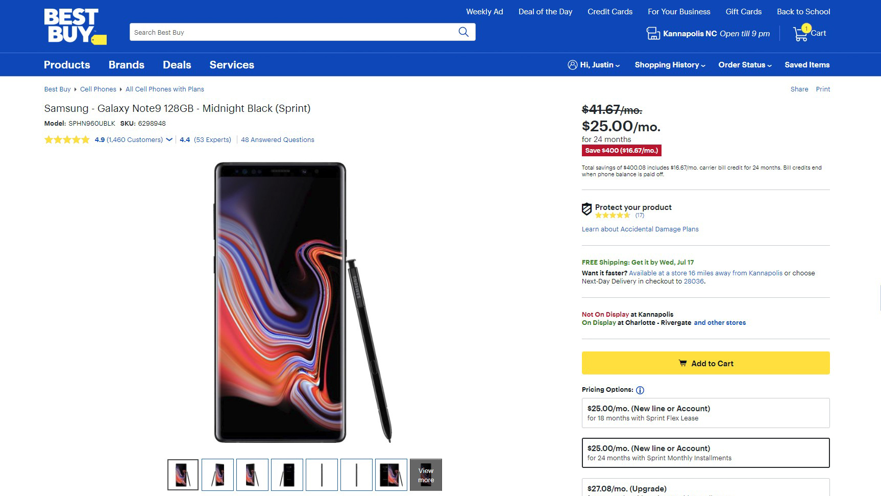 Samsung Galaxy Note 9 Best Buy Sale