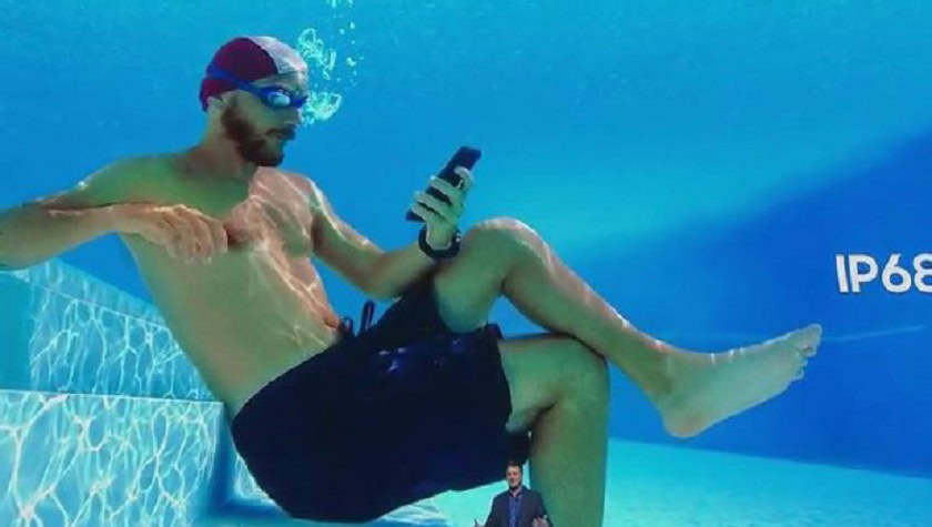 Samsung Galaxy water resistance advertising.