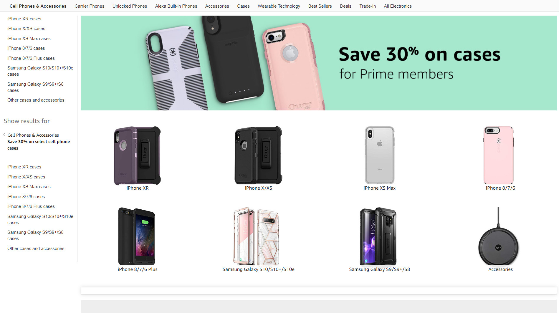Smartphone cases on Amazon's website.