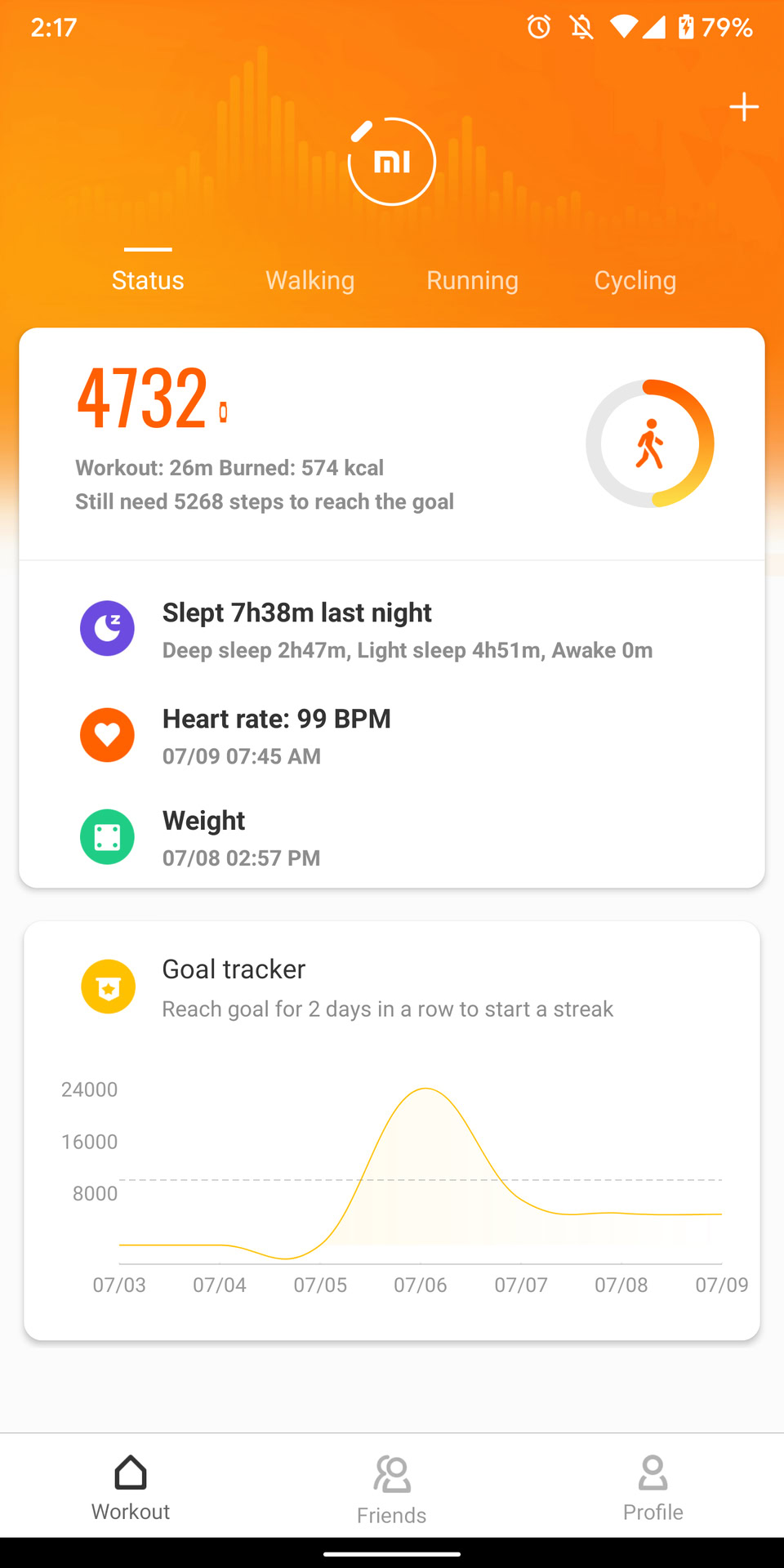 mi fit app screenshots home screen