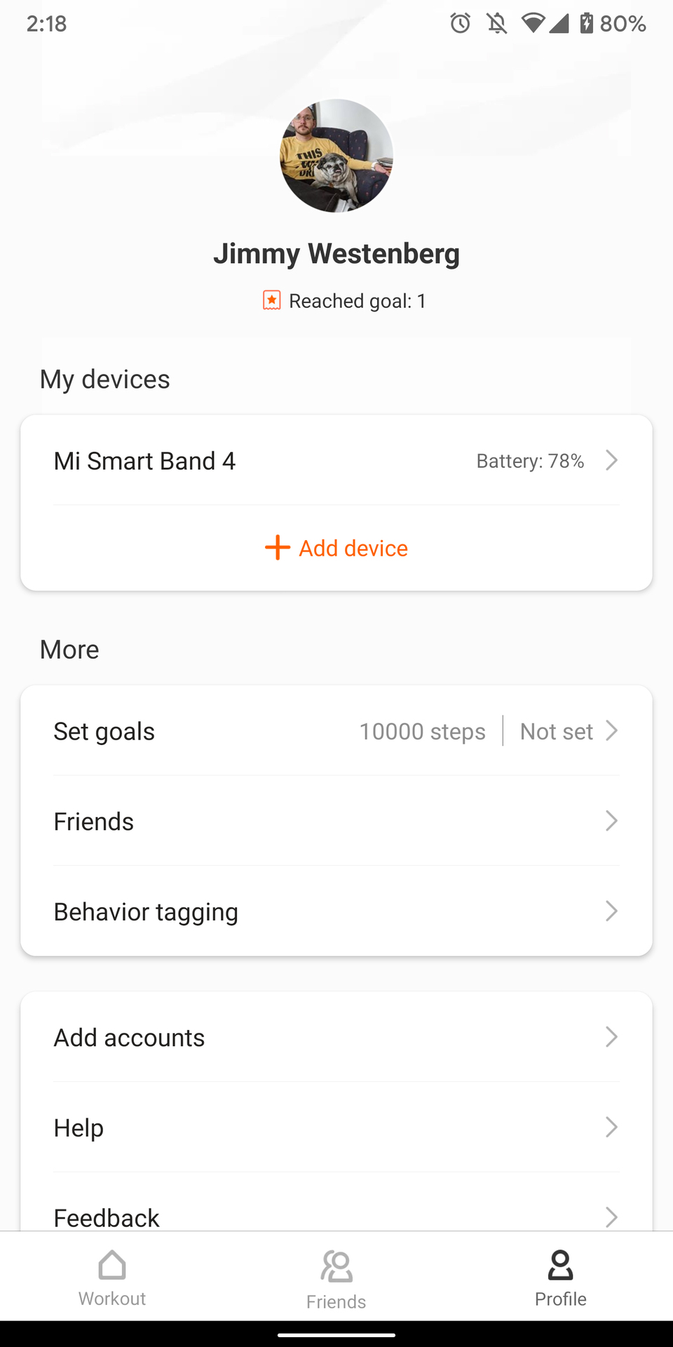 mi fit app screenshots my device settings