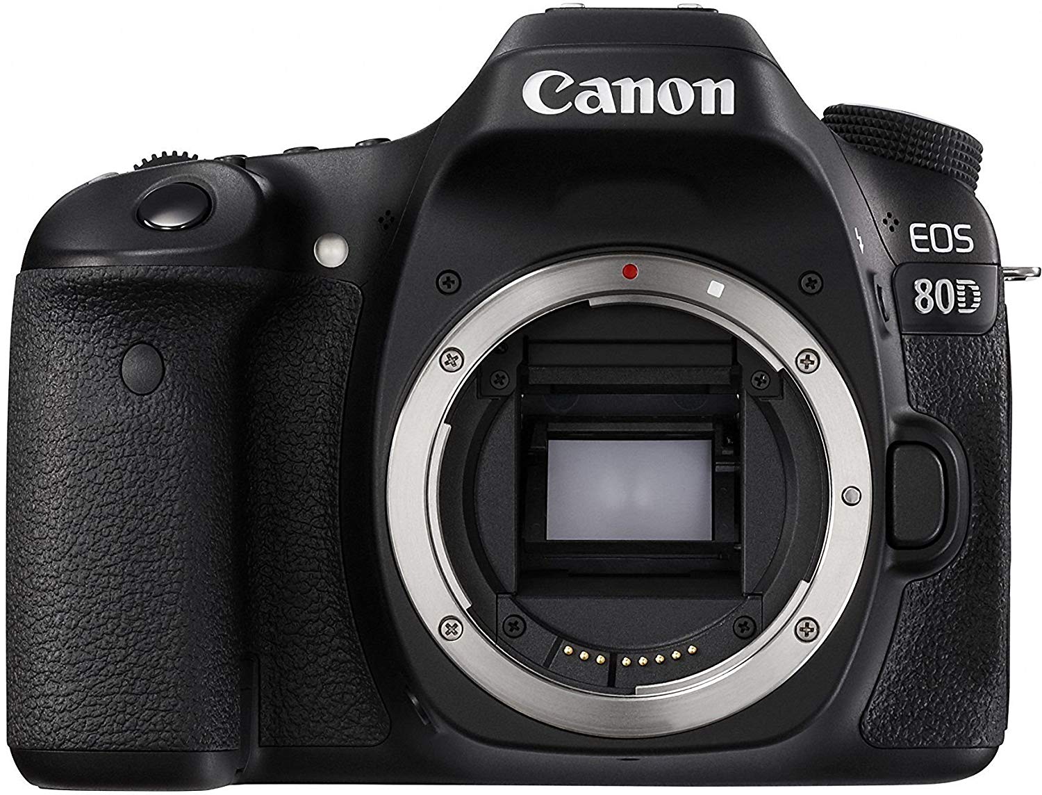 Canon EOS 80D front side without a lens on.