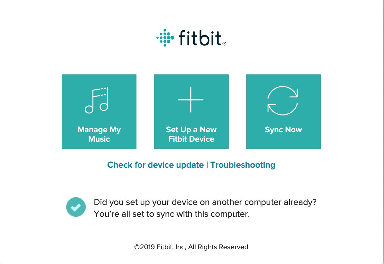 Fitbit Connect app on desktop
