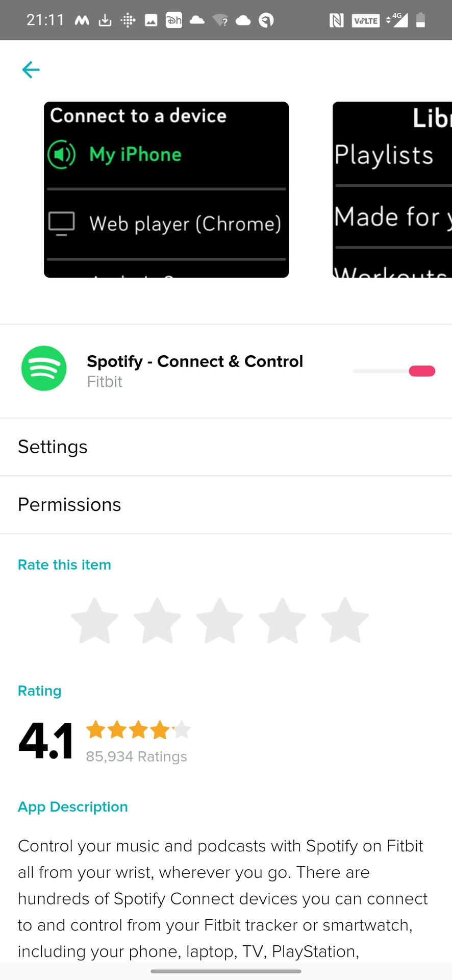 Fitbit Spotify App