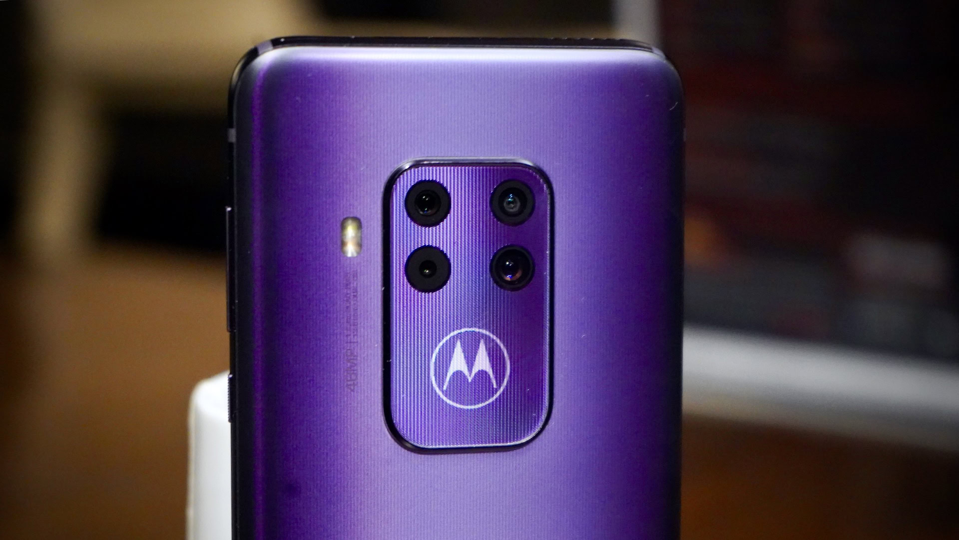 Motorola One Zoom angled standing closeup