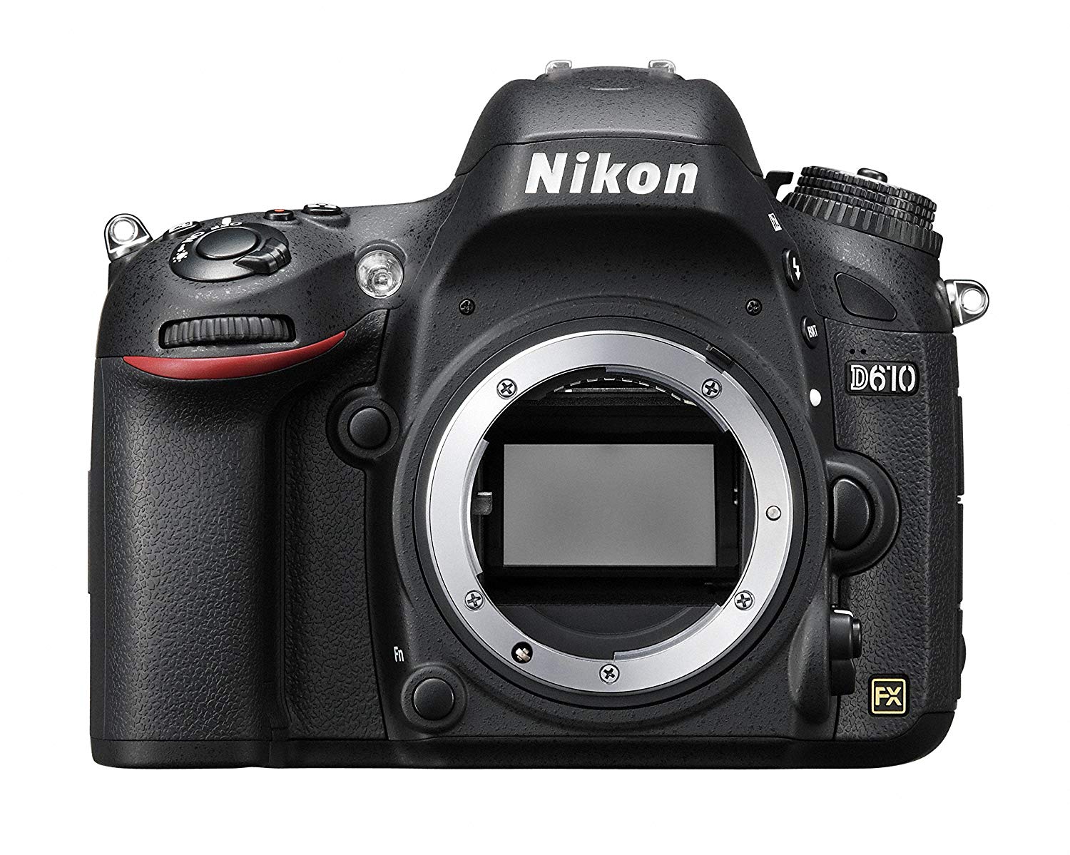 Nikon D610 front side without lens on.