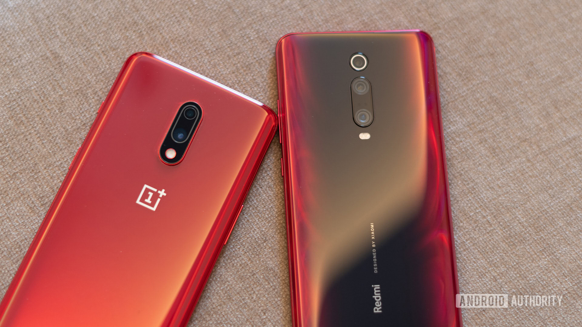 Redmi K20 Pro vs OnePlus 7 showing camera modules