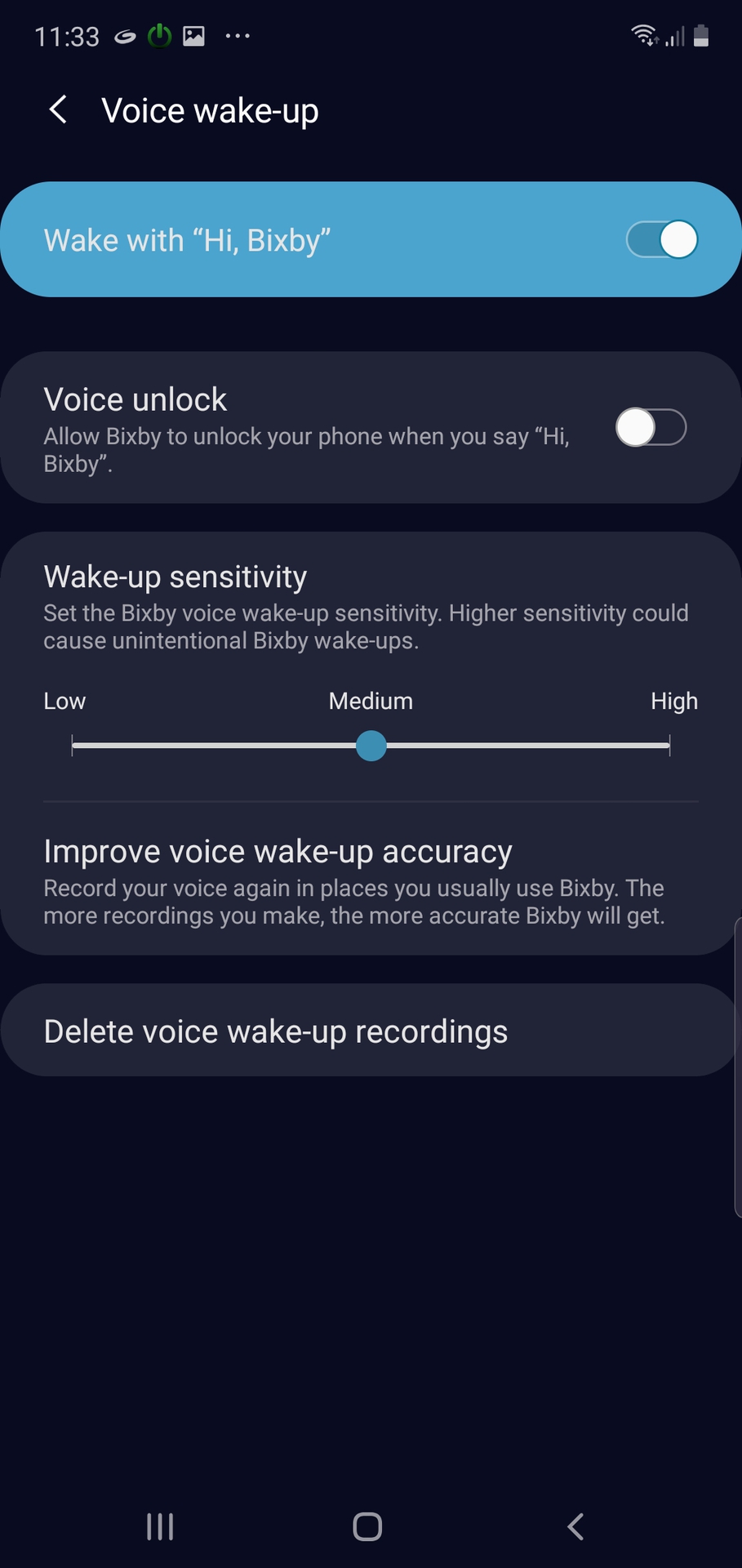 Samsung Bixby Voice wake up voice unlock