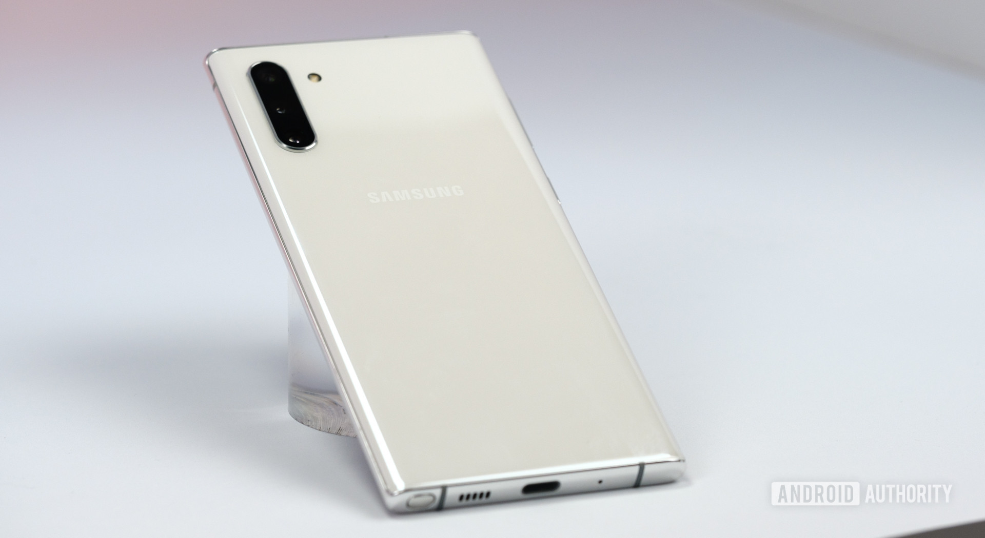 Samsung Galaxy Note 10 Plus Aura White back at angle 2