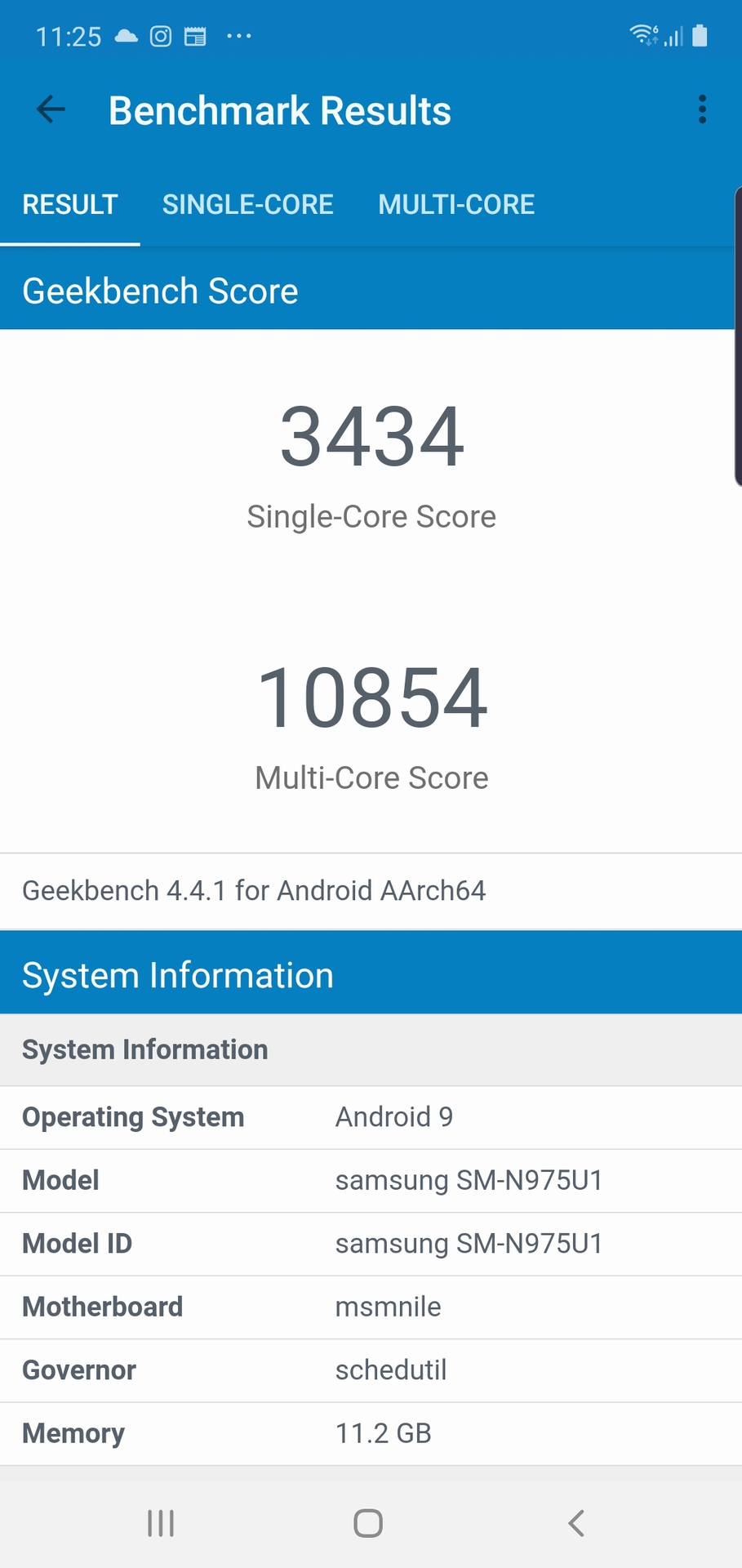 Samsung Galaxy Note 10 Plus Geekbench score