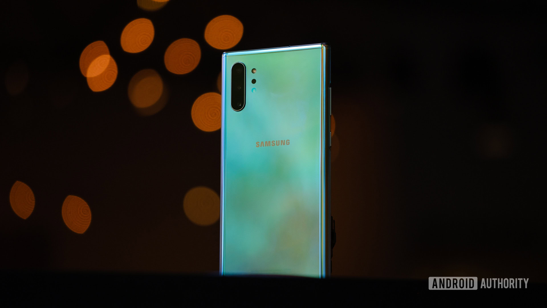 Samsung Galaxy Note 10 Plus back standing up on table 1