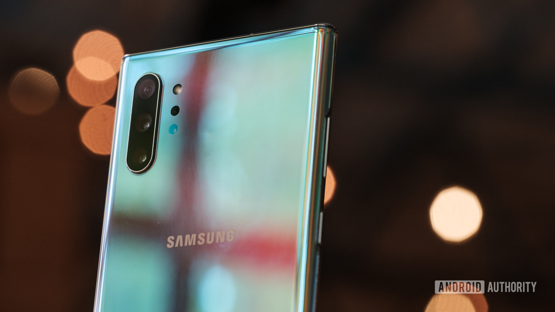 Samsung Galaxy Note 10 Plus back standing up on table 3