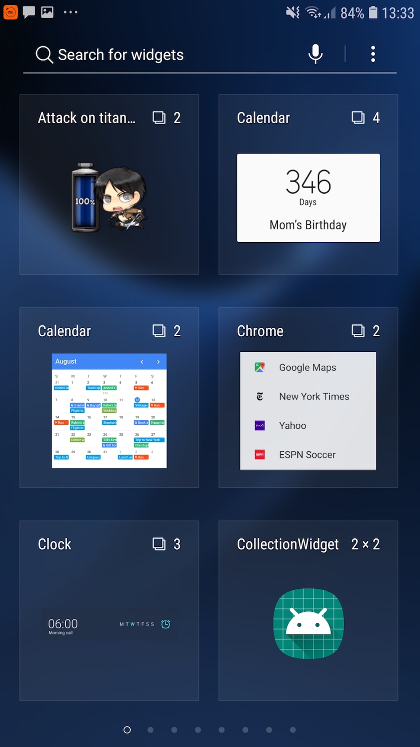 Users can choose a widget from Android's Widget Picker.