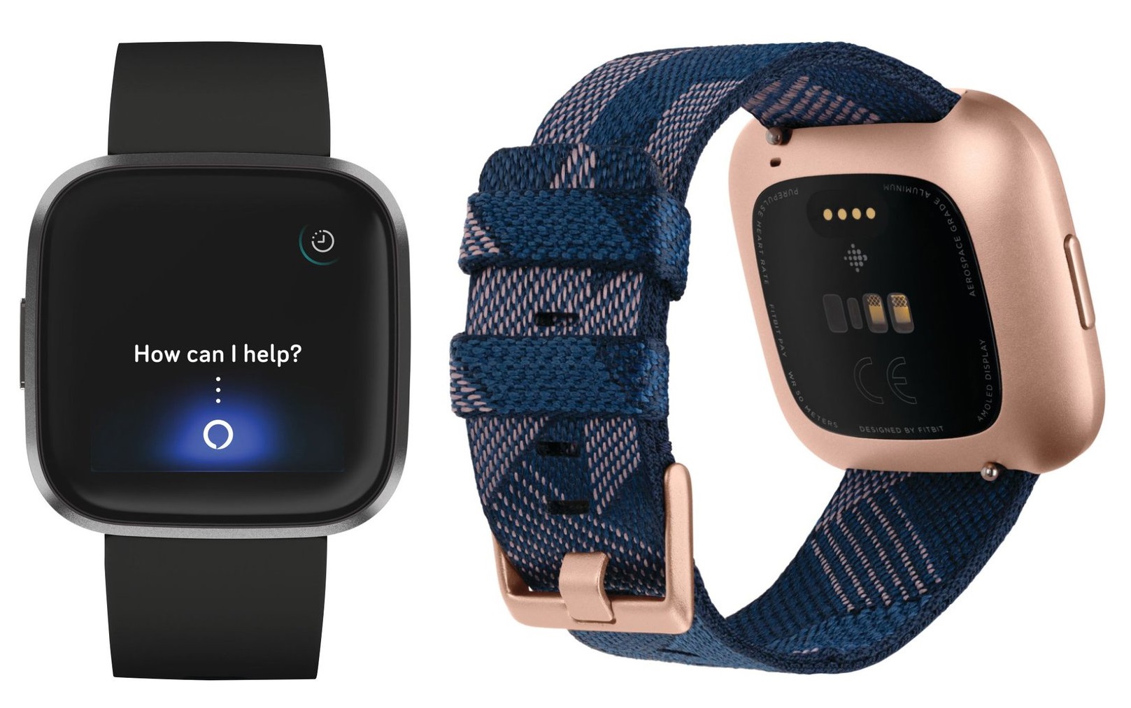 New Fitbit Versa Smartwatch renders showing two units side-by-side. 