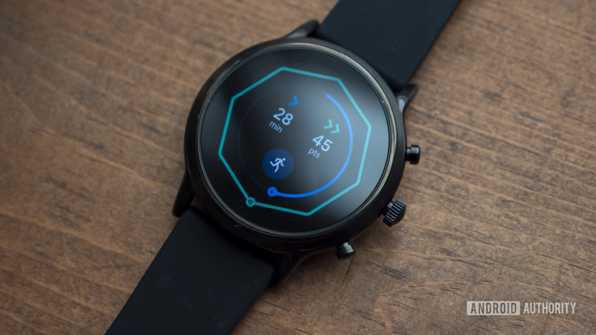 A Fossil Gen 5 smartwatch displays Google Fit.