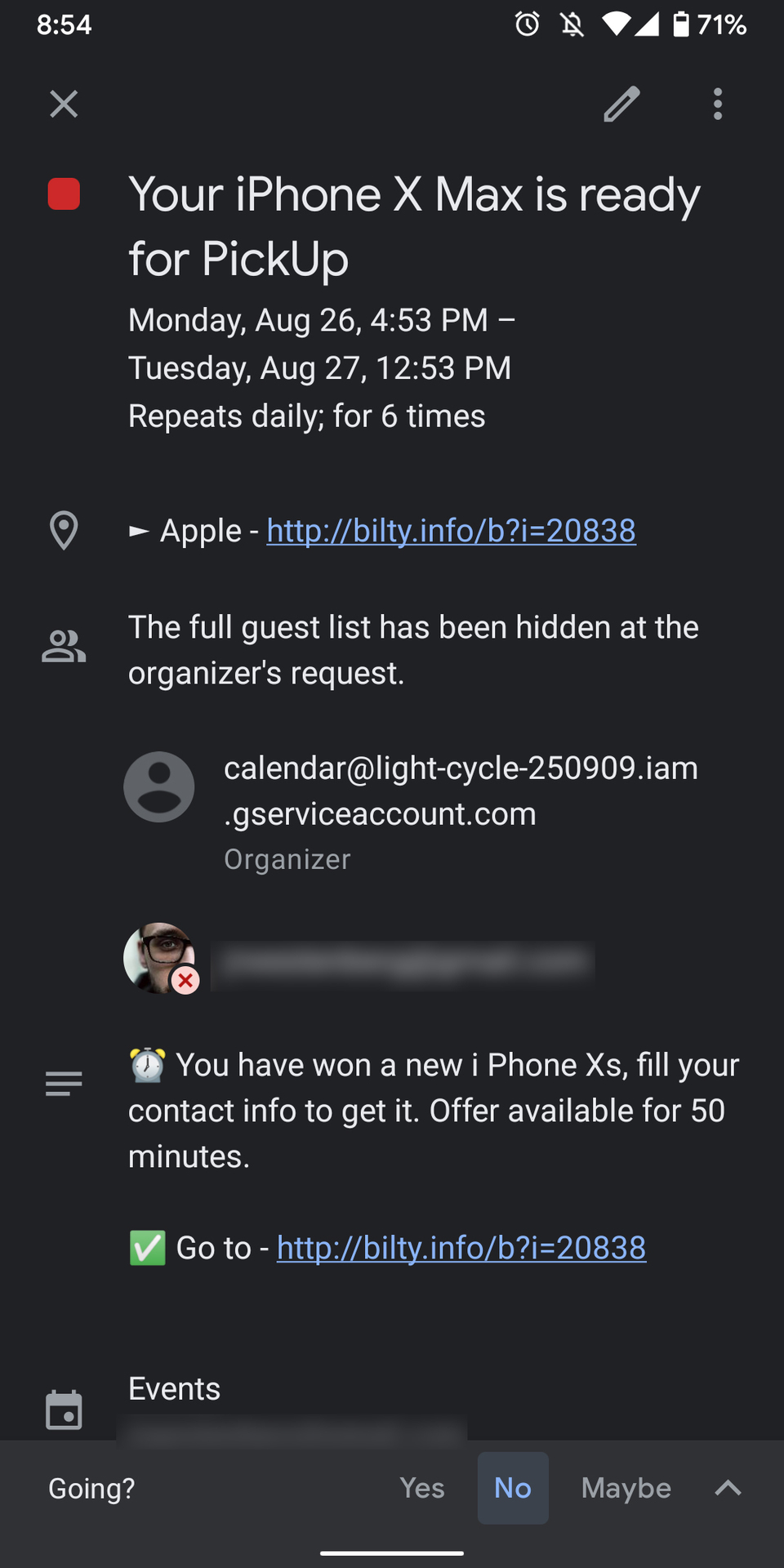google calendar spam your iphone x max is ready for pickup
