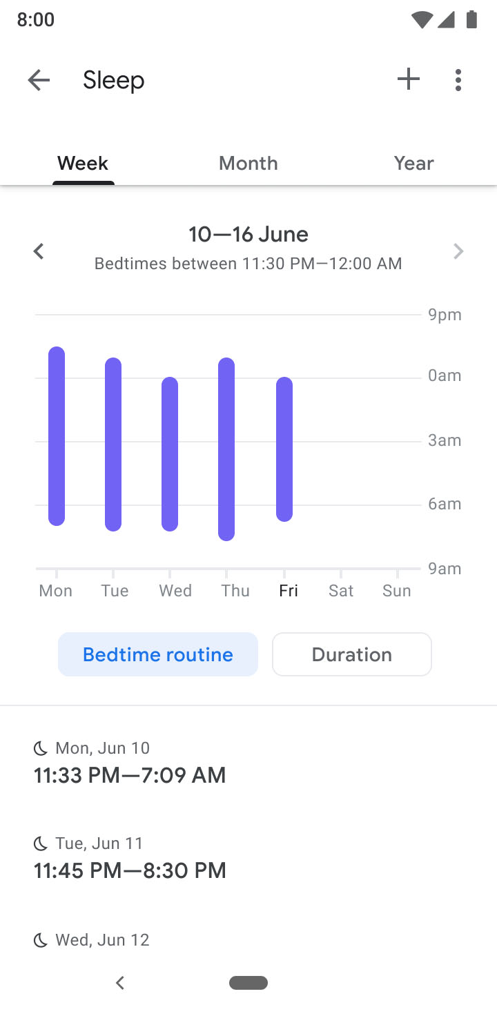 google fit app android sleep charts 2