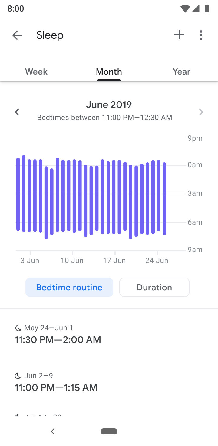 google fit app android sleep charts 3