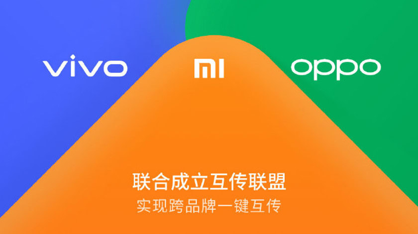 A poster announcing Xiaomi, vivo, and OPPO's file sharing feature.