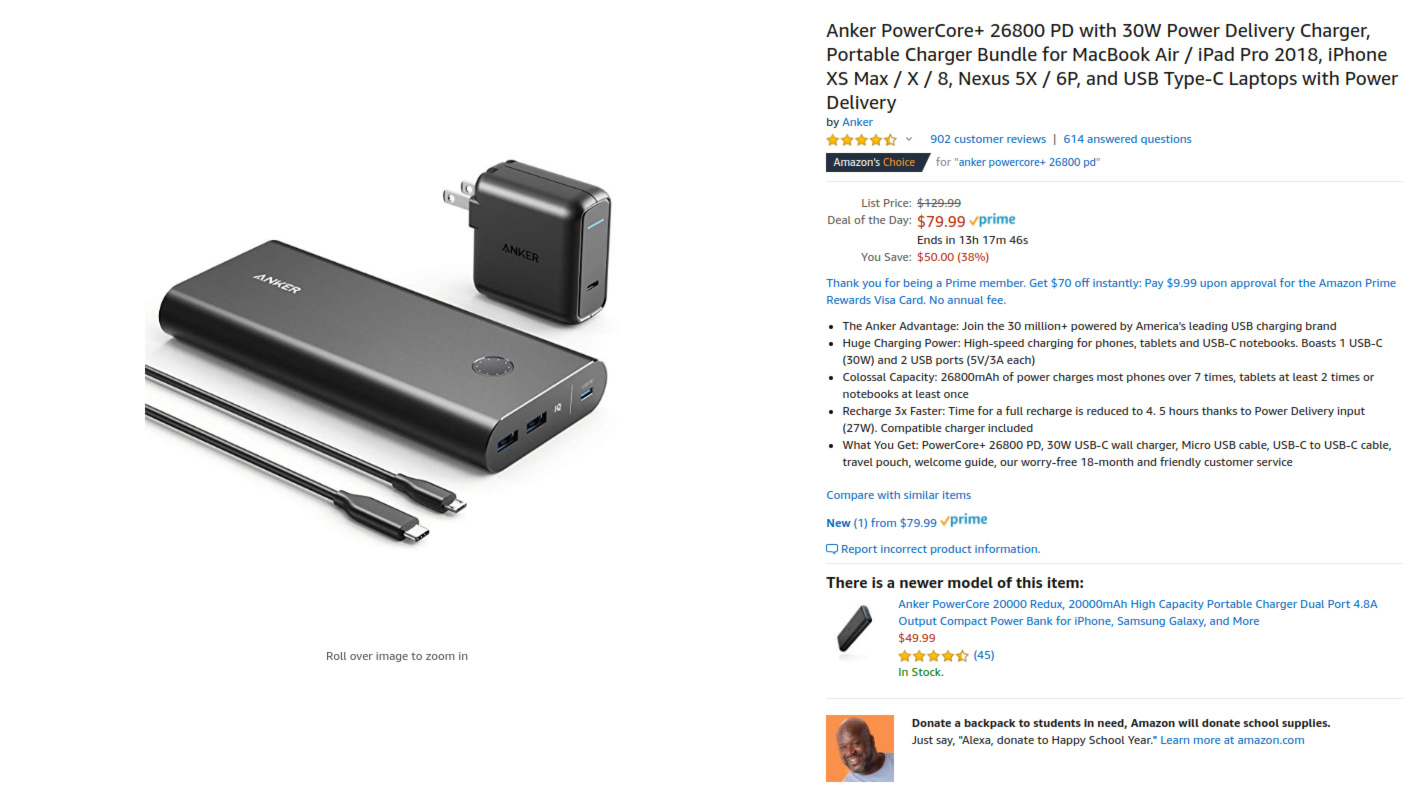 Amazon deal on the Anker PowerCore Plus 26800 PD
