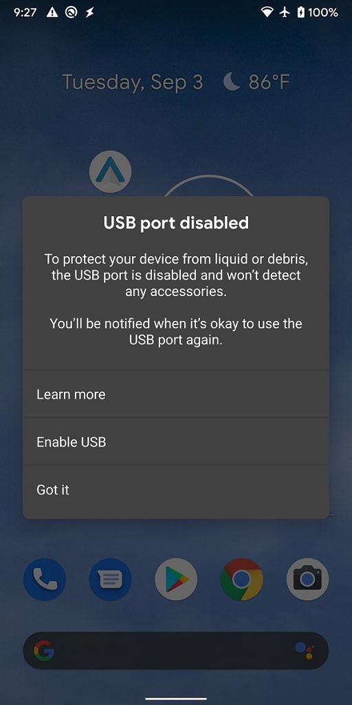 Android 10 Liquid or Debris in USB Port