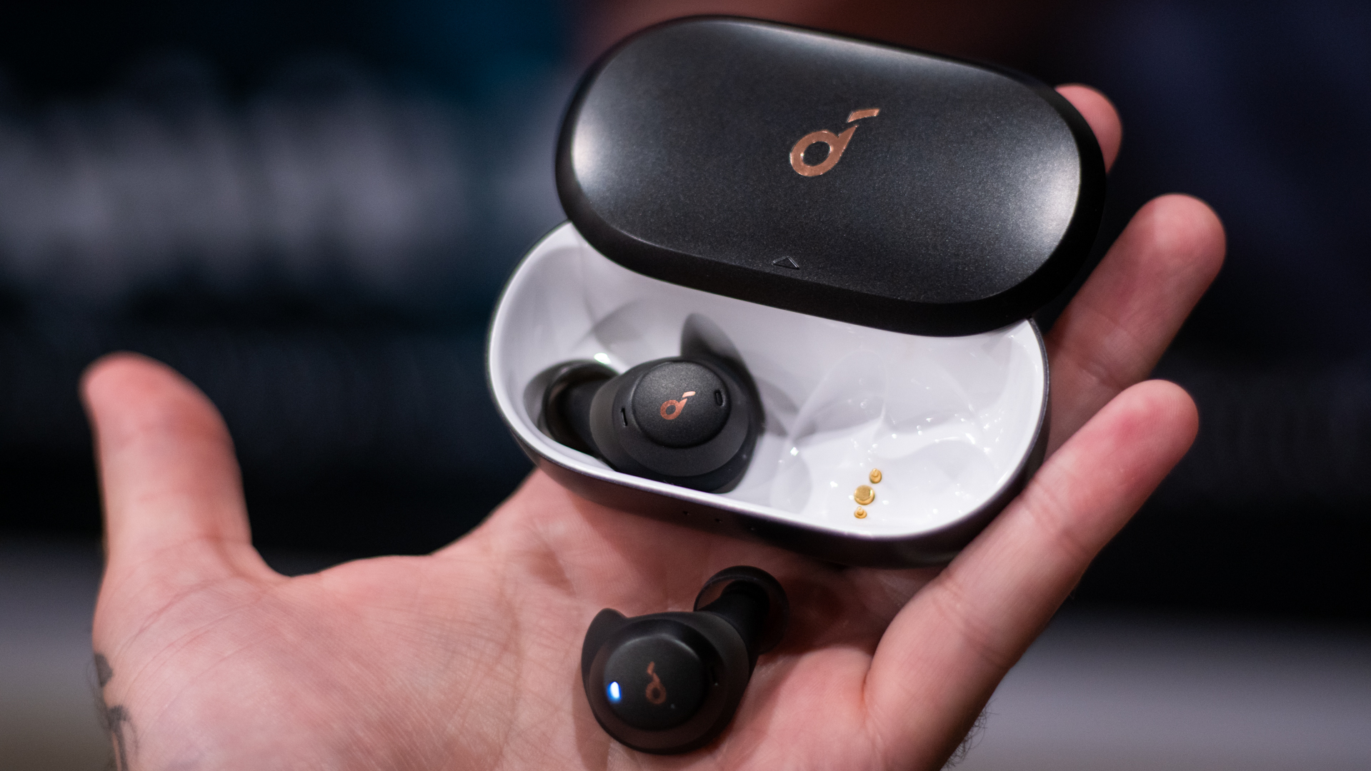 Soundcore Spirit Dot 2 earbuds in hand