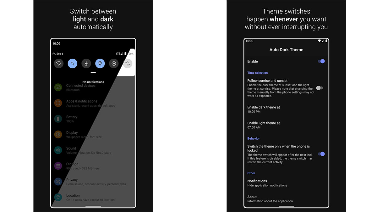Automatic Dark Theme for Android 10 is one of the best new android apps for october 2019