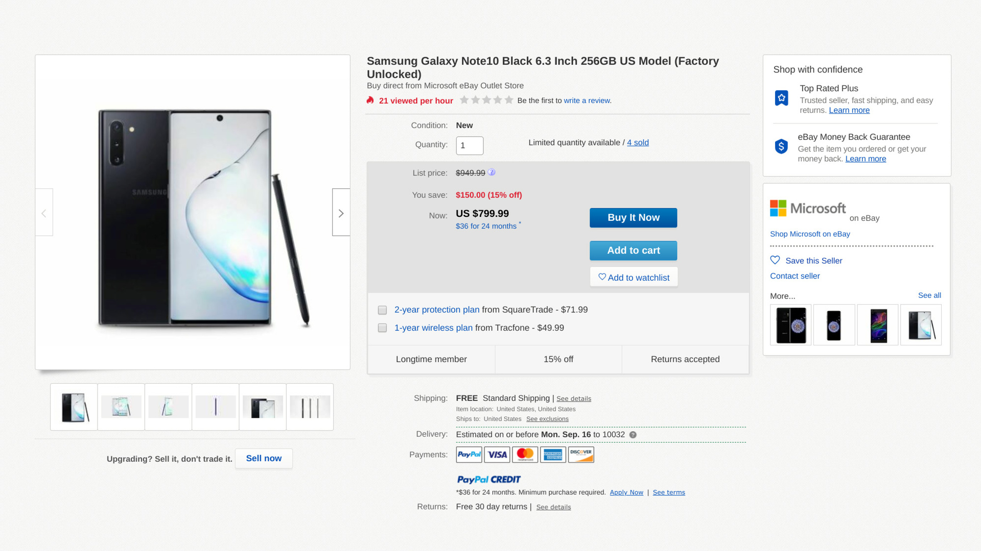 Deal on the Samsung Galaxy Note 10 on eBay