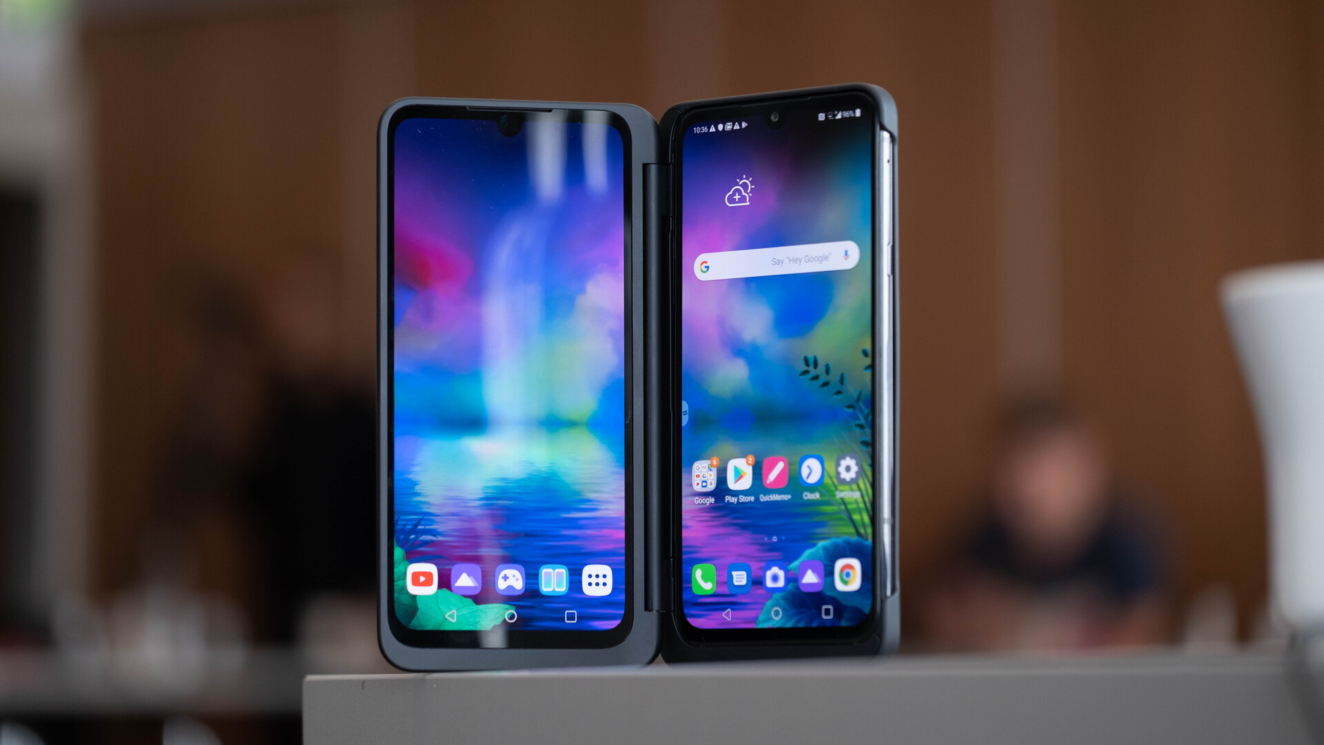 LG G8X ThinQ dual screen landscape on table 1