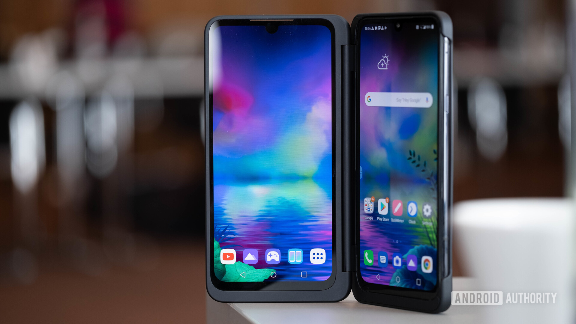 LG G8X ThinQ dual screen landscape on table