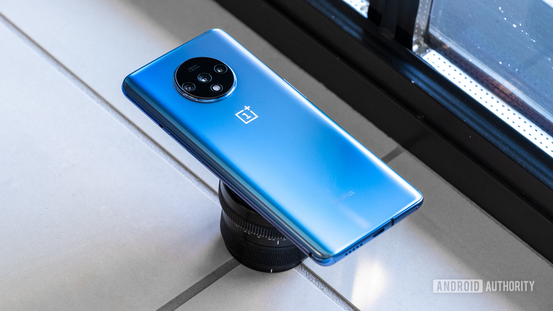 OnePlus 7T back face down at angle 2