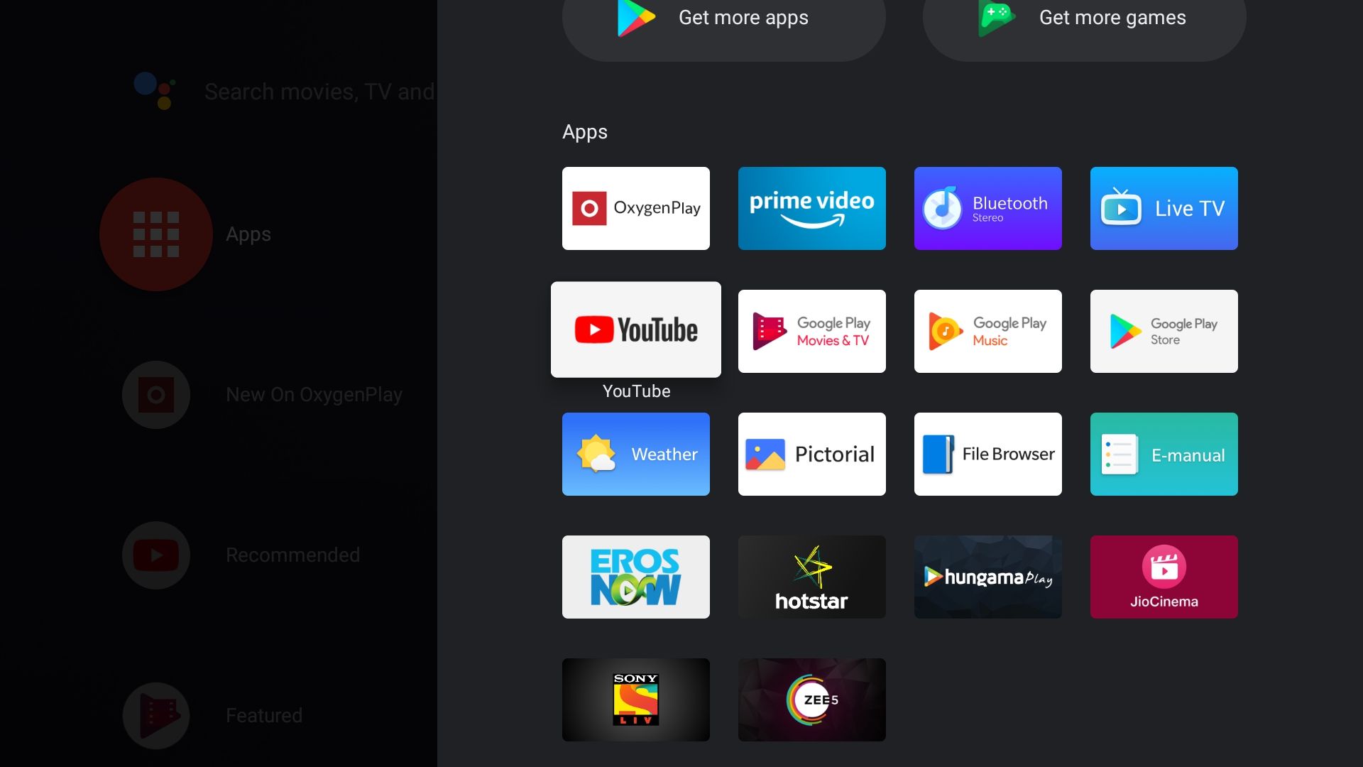 OnePlus TV preloaded apps