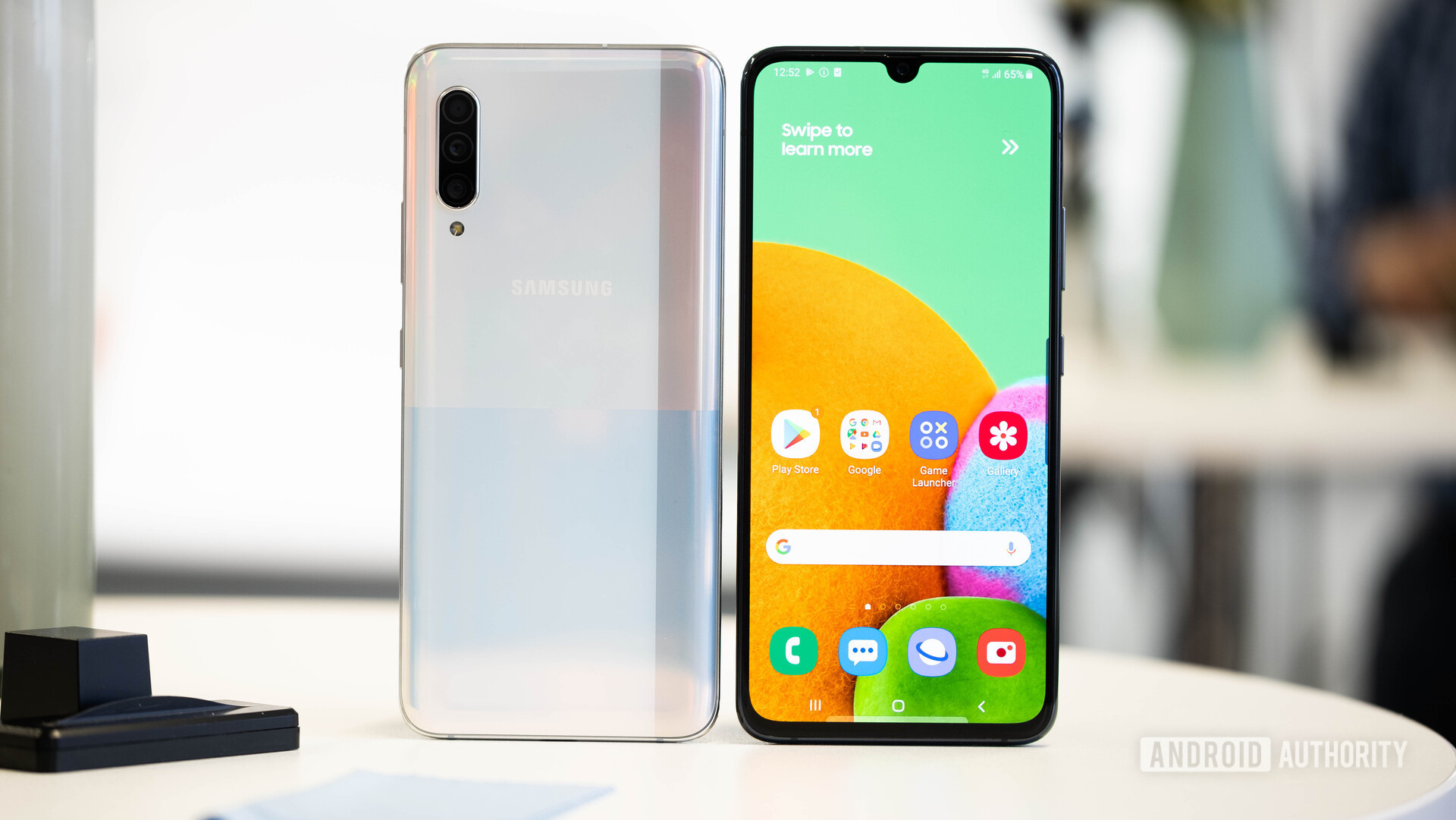 Samsung Galaxy A90 5G and black front and back