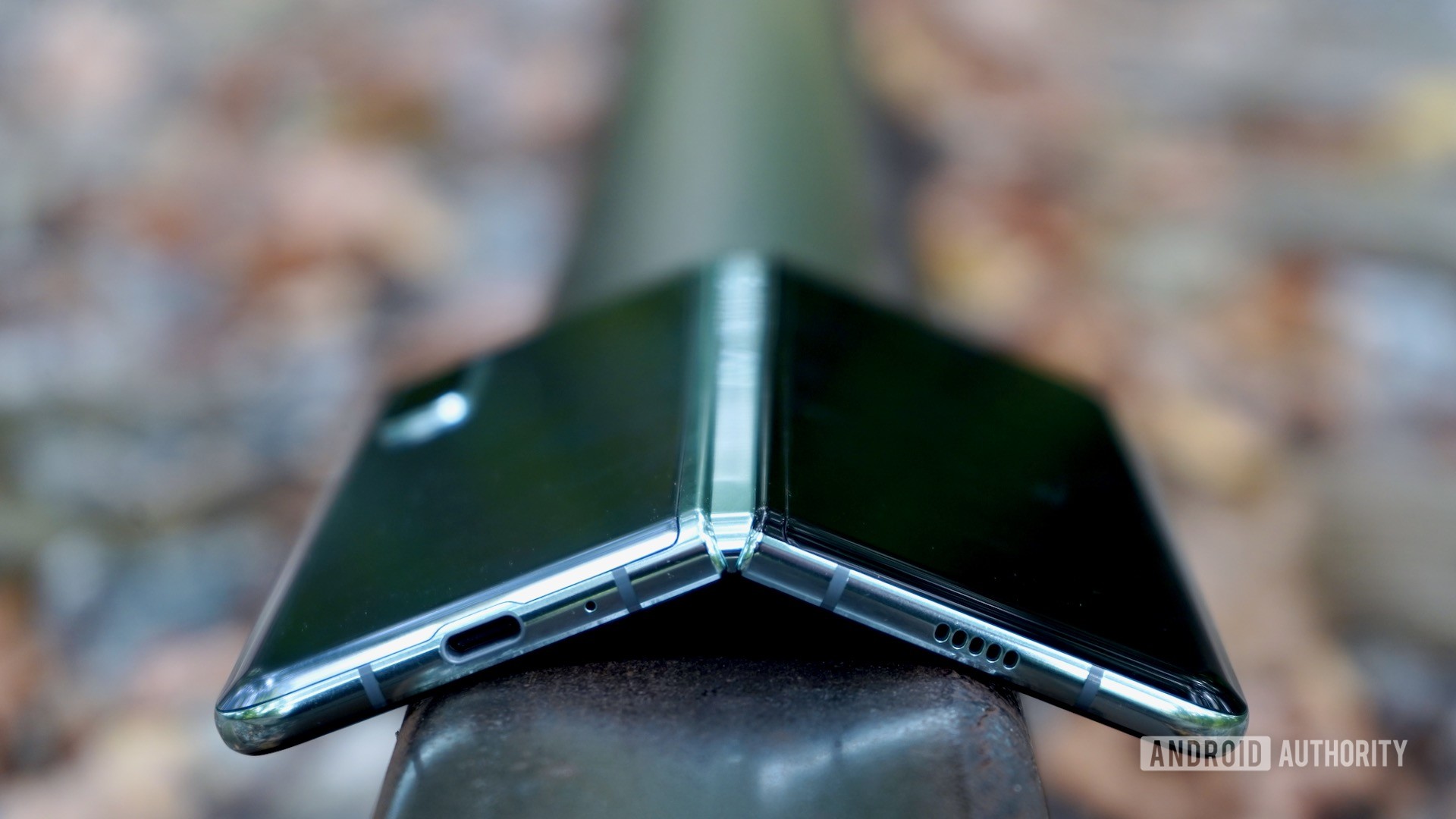 Samsung Galaxy Fold review resting on tracks