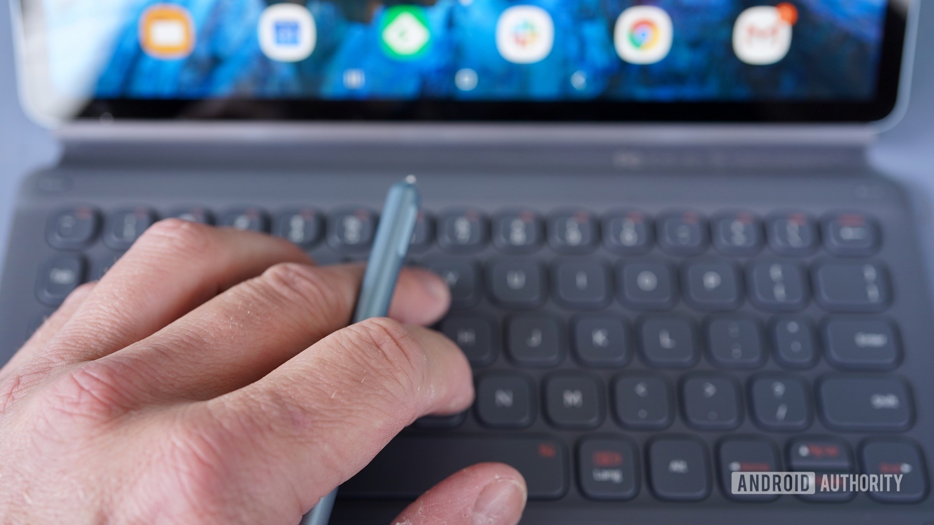 Samsung Galaxy Tab S6 review hand S Pen keyboard