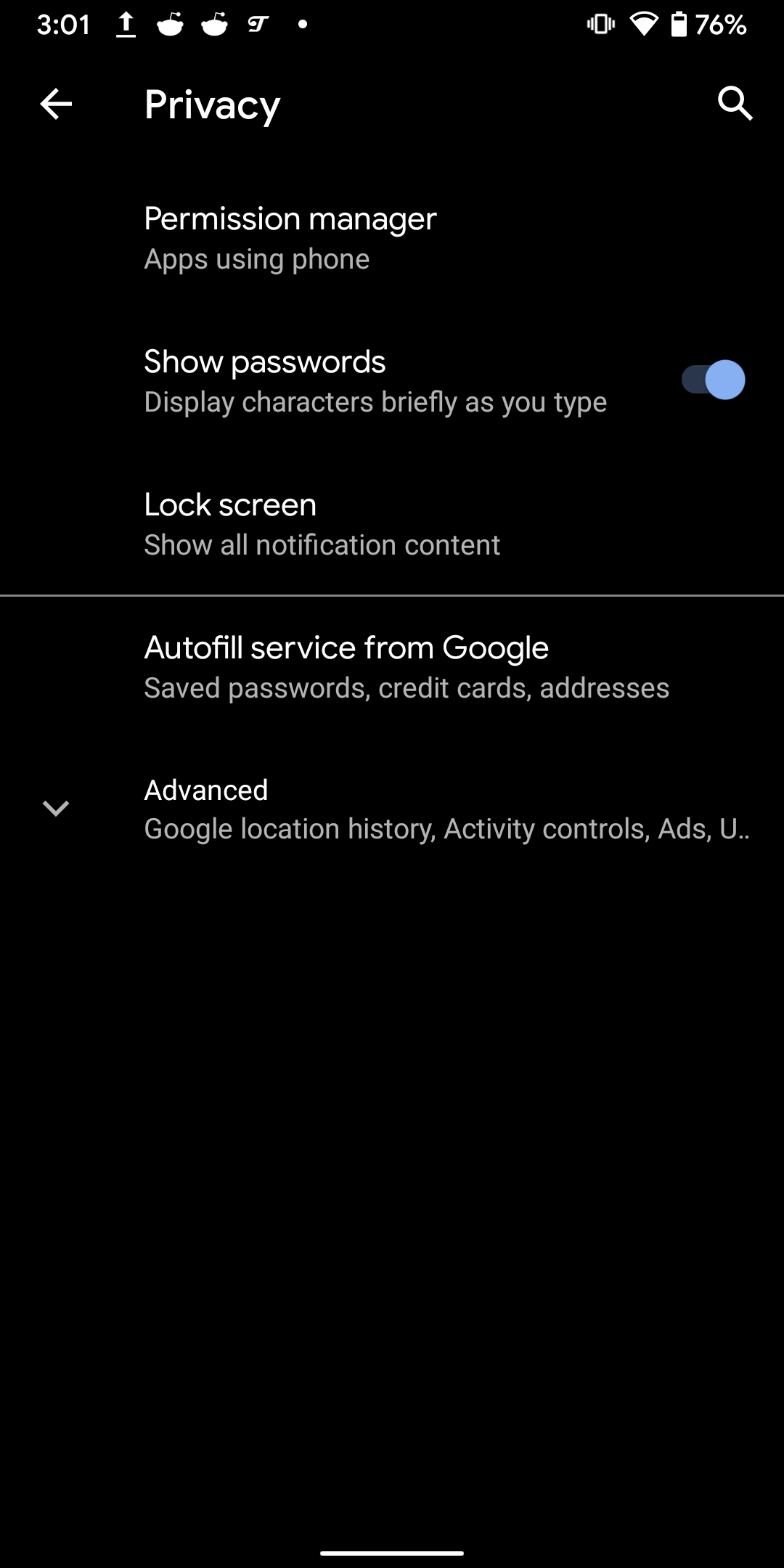 Android 10 Privacy Settings