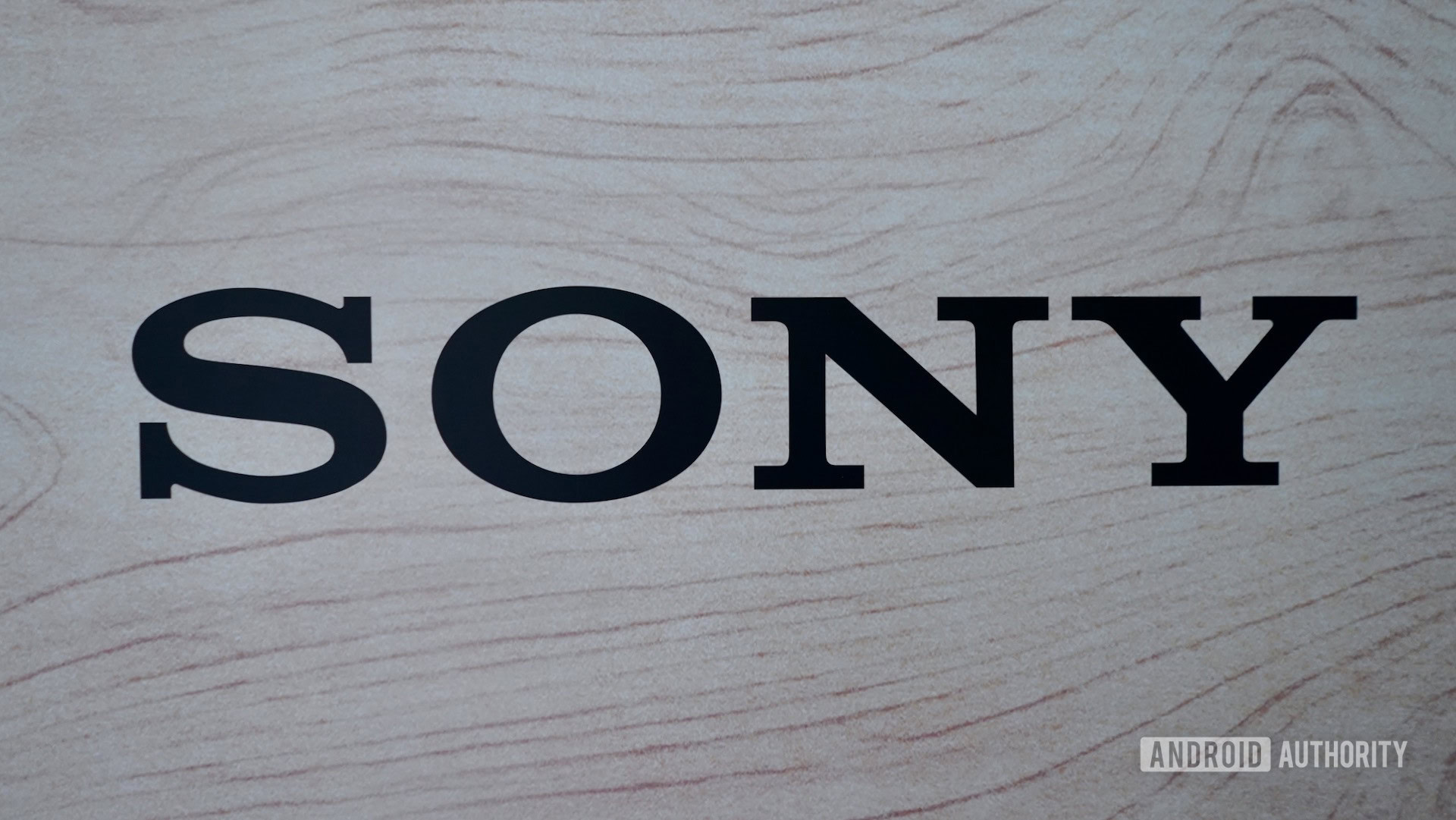 Sony logo black on wood