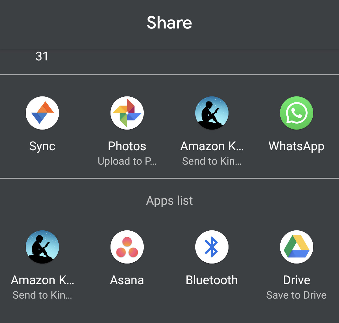 The Android 10 sharing menu.