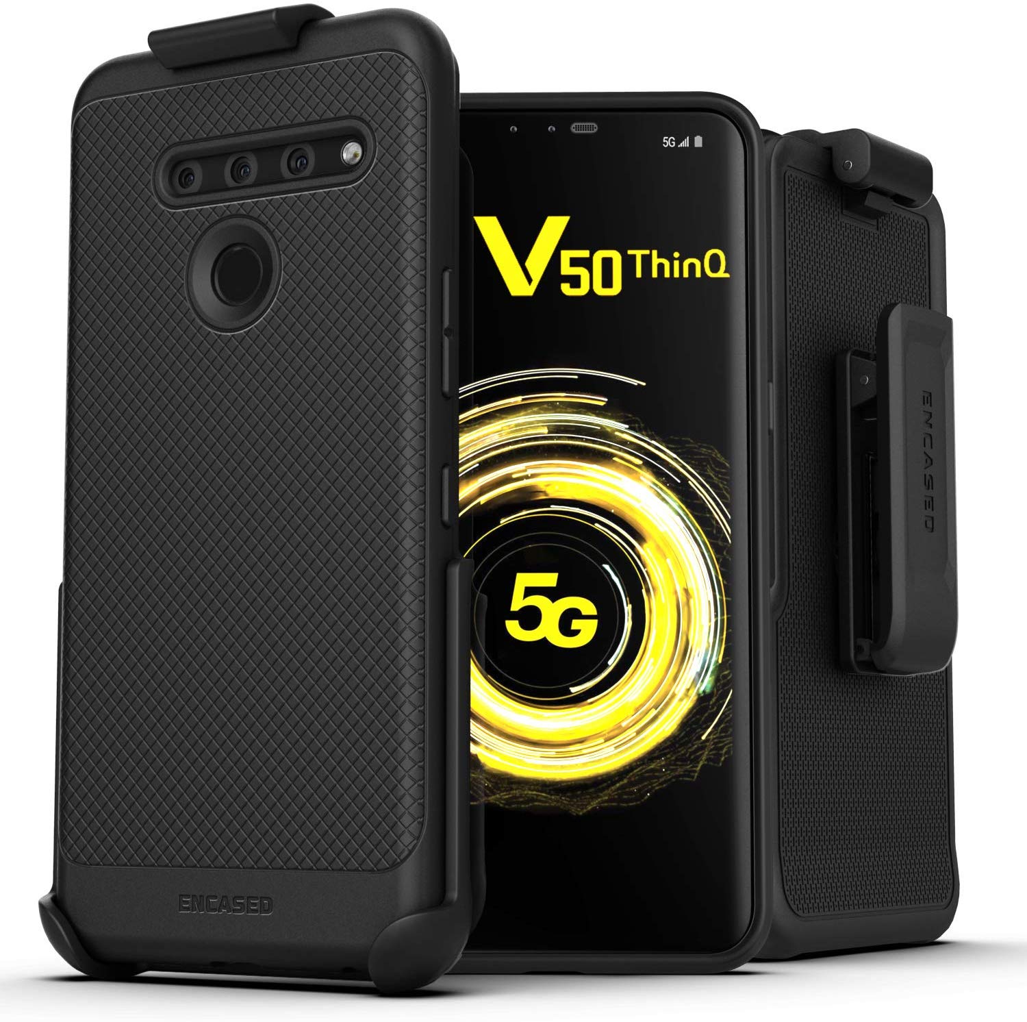 encased thin armor case with belt clip and holster for the lg v50