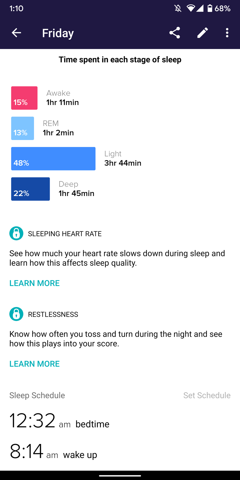 fitbit versa 2 review sleep tracking sleep score in fitbit app 4