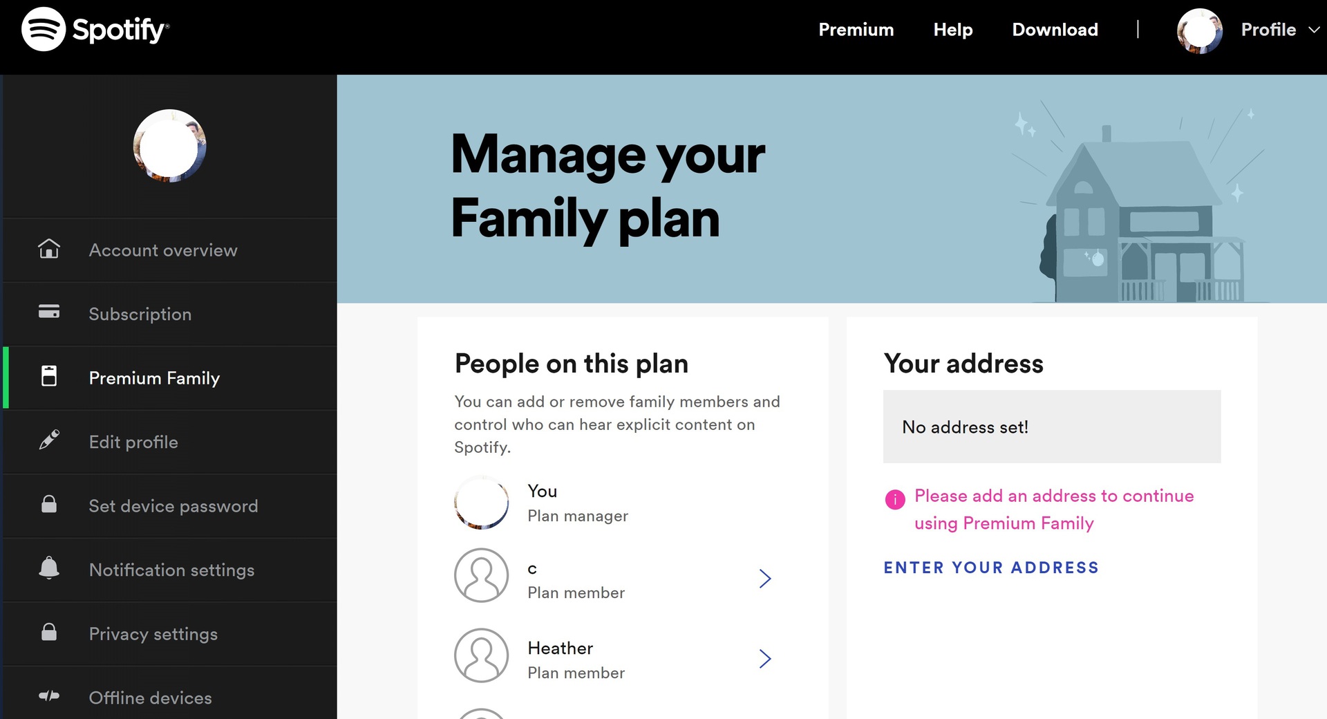 how to manage spotify family plan windows screenshot