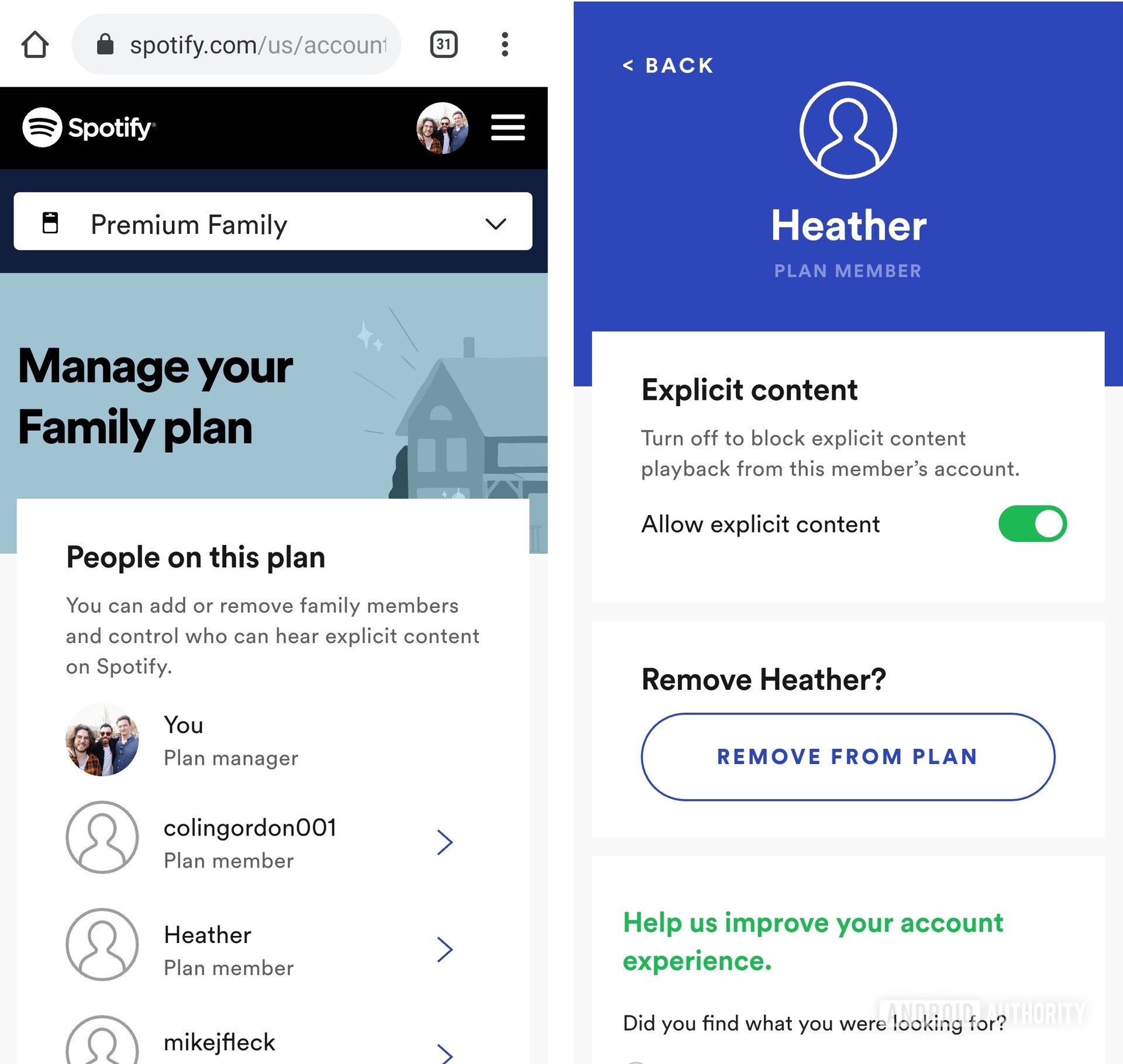 how to manage spotify family plan on mobile