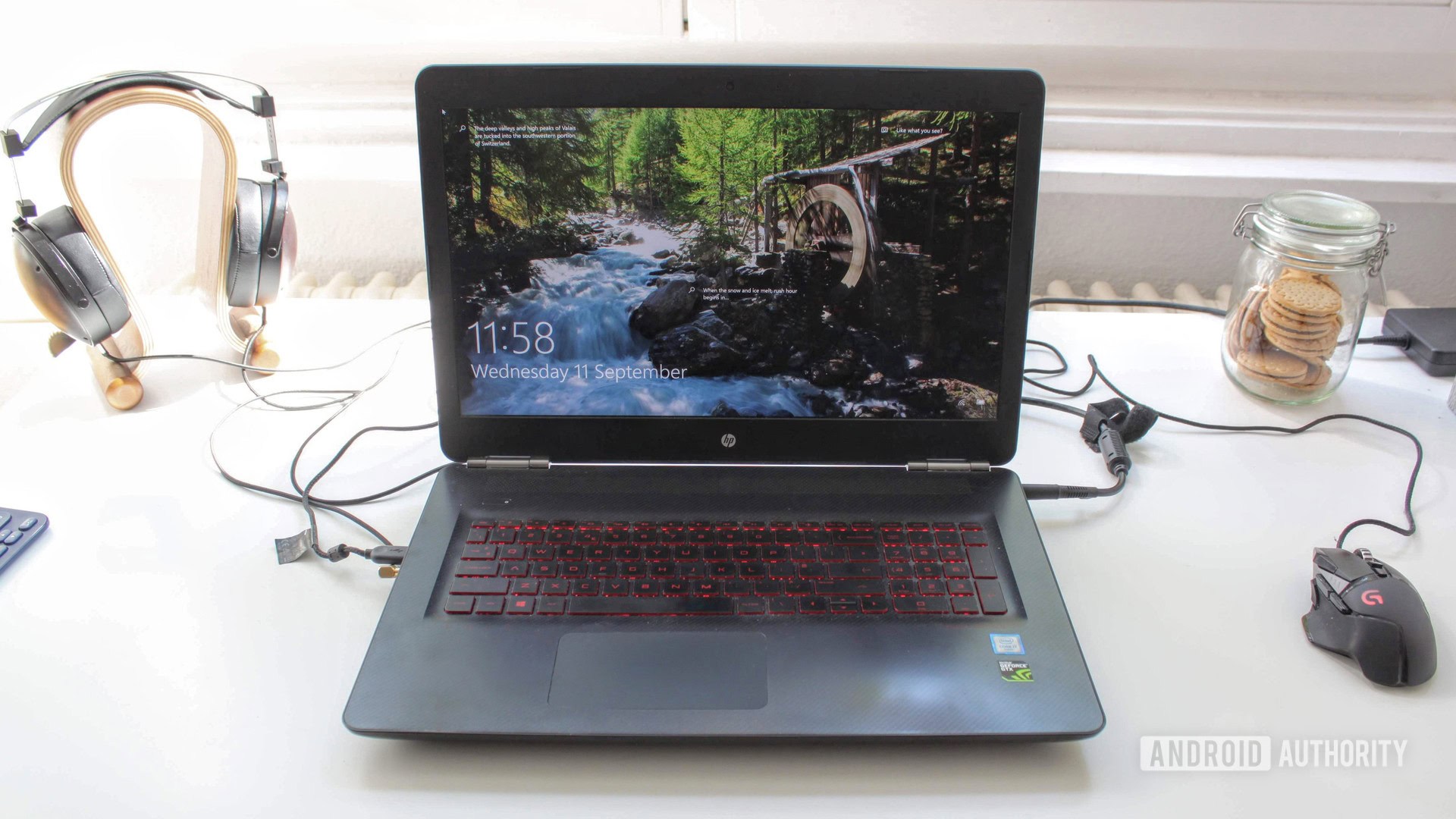 An hp omen 17 laptop on a white desk 