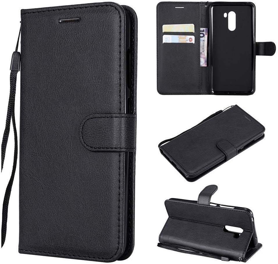 LOKTU23892 Brown Lomogo Xiaomi Pocophone F1 Case Leather Wallet Case with Kickstand Card Holder Shockproof Flip Case Cover for Xiaomi Pocophone F1 