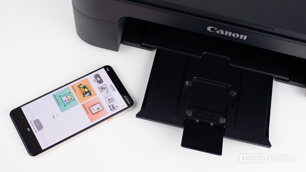 Canon Print app next to Canon printer