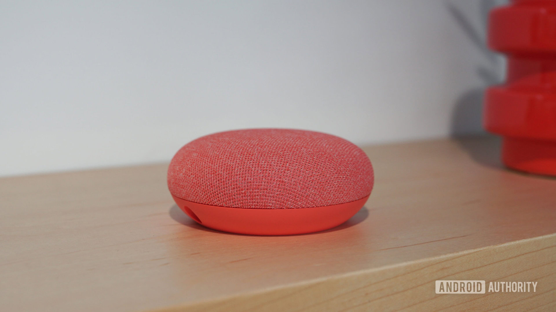 Coral Google Nest Mini on a shelf