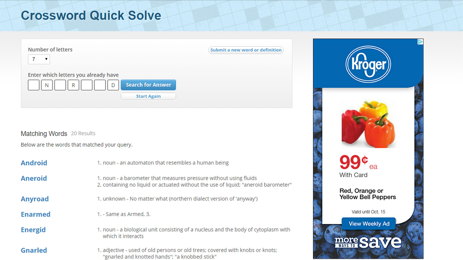 Crossword Solvers website screenshot