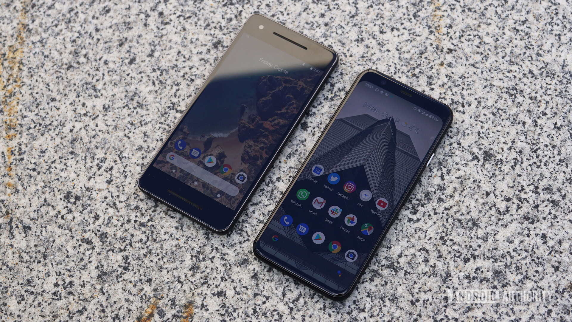 Google Pixel 2 vs Pixel 4 home screen - pixel upgrade program