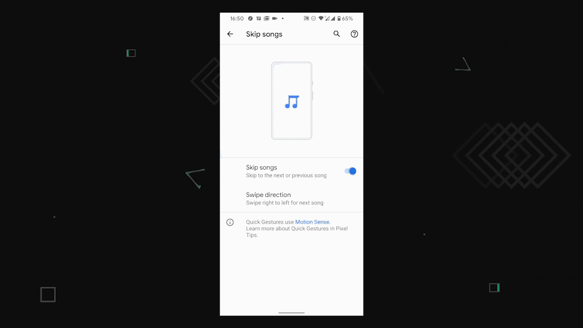 Google Pixel 4 Motion Sense Skip songs